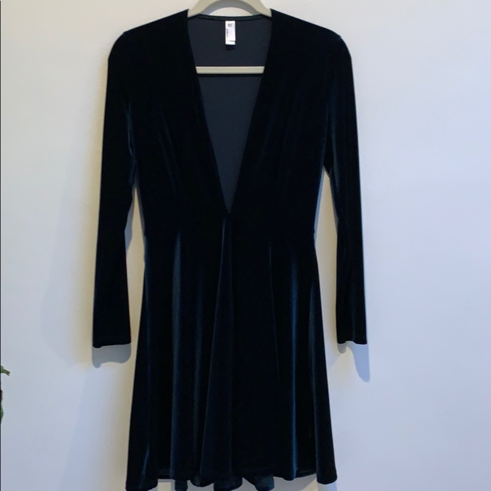 Velvet Plunge Skater Dress From American Apparel